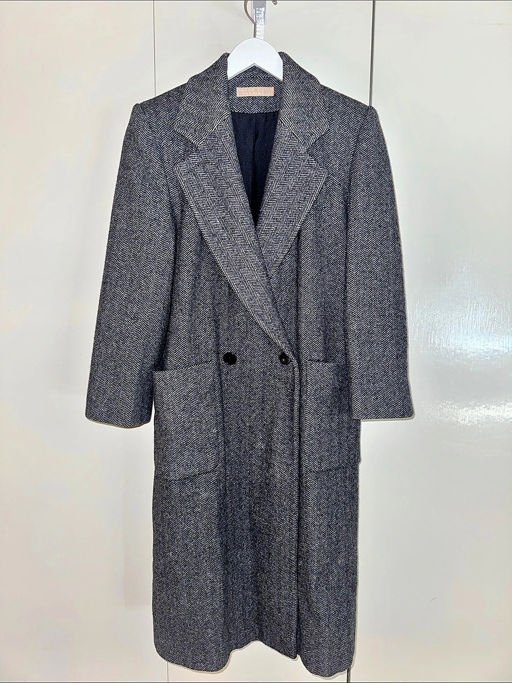 Wool Herringbone Long Coat